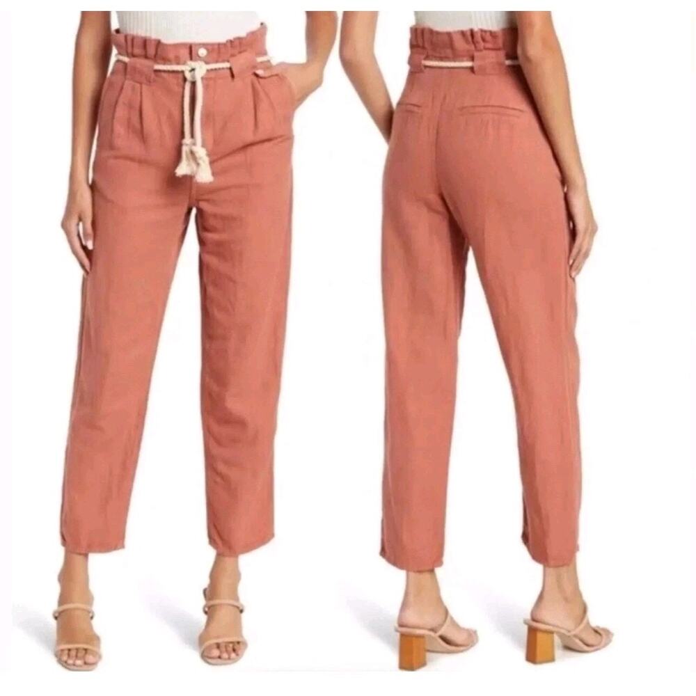 Veronica Beard Karter Paperbag Linen Blend Pants